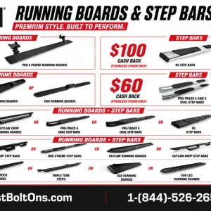 Full Cash Back Running Boards Details - Westin Step Into Summer at JustBoltOns.com.webp